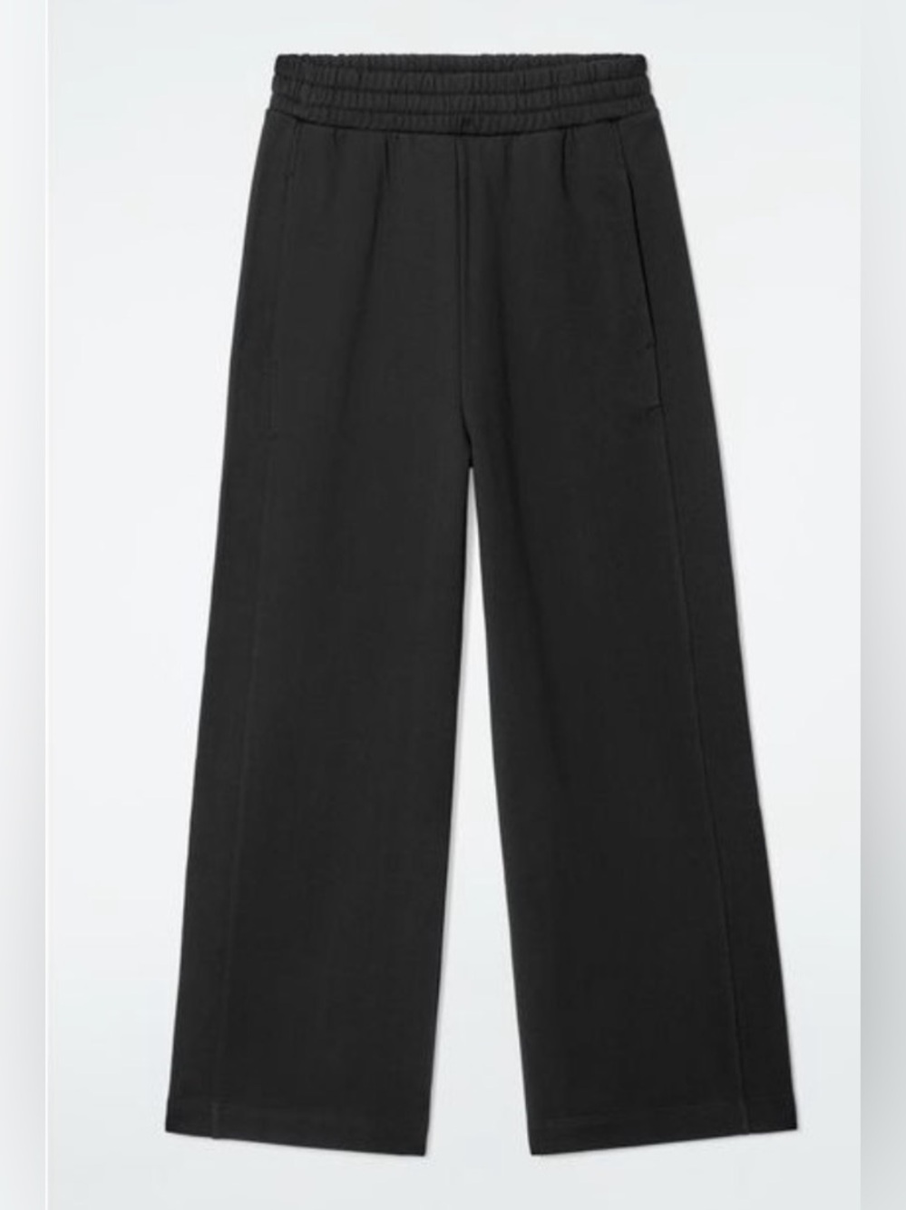 NWOT COS Women's Black Jersey Cotton Wide-Leg Sweatpants Size Small